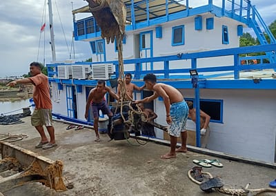 The SEA People Boat Drydock Removing Engine 2 Conservaiton Reef Restoration Coral Gardeners Raja Ampat