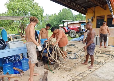 The SEA People Boat Drydock Removing Engine 3 Conservaiton Reef Restoration Coral Gardeners Raja Ampat